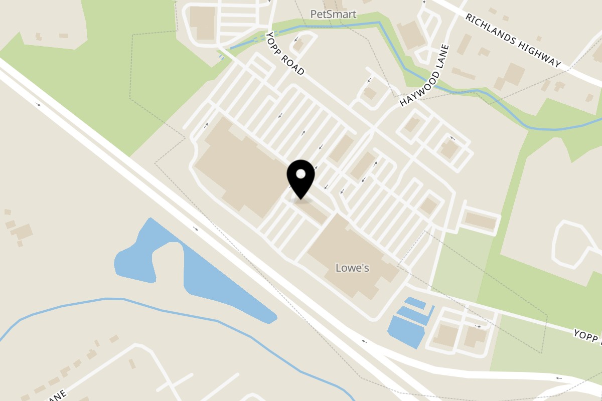 Map showing the location of Empire Pizza on 521 Yopp Rd #200 in Jacksonville